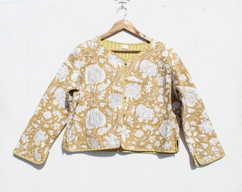 Handmade Patchwork Jacket, Hand Stitched Cotton Patchwork Jacket, Cotton Sari Kantha Coat, Short Jacket, Patch work coat, Patch Work jacket