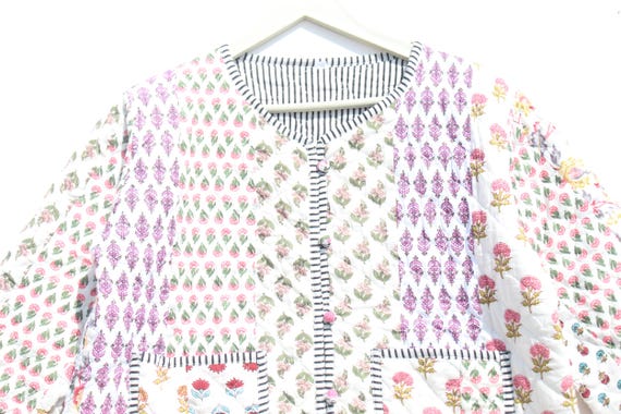 Handmade Patchwork Jacket, Hand Stitched Cotton P… - image 2