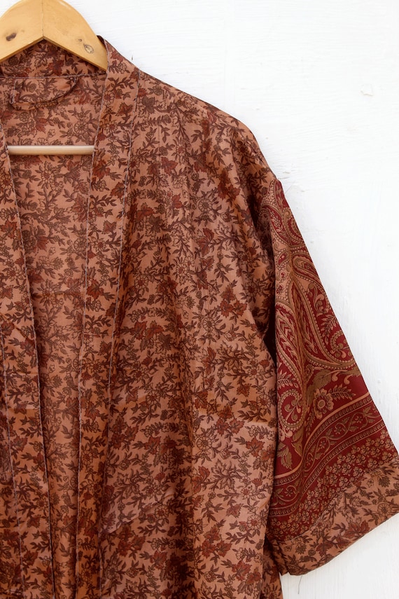 Vintage Silk sari kimono Robes ! recycled silk sa… - image 6
