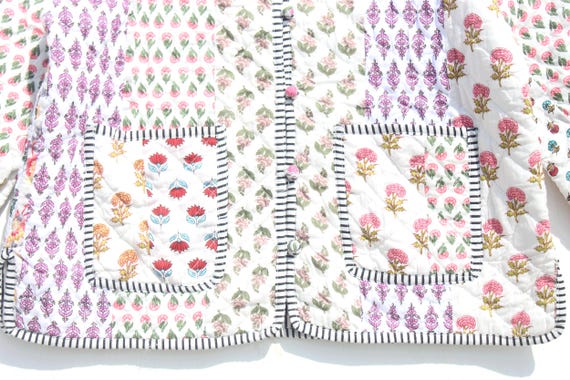 Handmade Patchwork Jacket, Hand Stitched Cotton P… - image 3