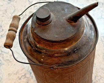 Antique "Dandy" Metal and Glass Kerosene Fuel Storage Container Lamp Filler