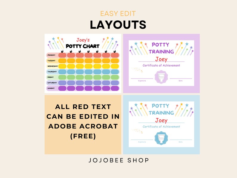 Editable Potty Training Essentials Potty Training Printable Custom