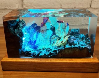 Anime Resin Lamp, Anime Epoxy Night Light, Anime Lamp, GJ LED Lamp, Handmade Resin Art Lamp, Anime Gift, Desk Decor, Table lamp Decor