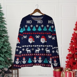 Ho Ho Ho Santa Ugly Christmas Sweater, Family Crewneck Sweatshirt, Christmas Gift, Xmas Family Sweater, Funny Xmas Shirt