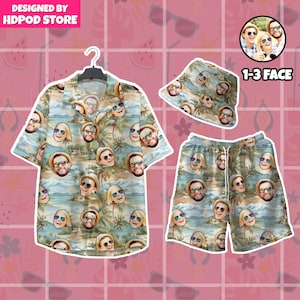 Custom Hawaiian Shirt with Face, Custom Face Shirts, Bachelor Party Shirts, Custom Hawaiian Shirt Hawaii Party Shirt, Couples Hawaiian Shirt