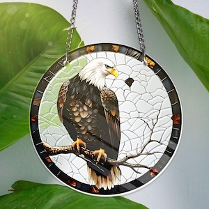 Bald Eagle ACRYLIC Window Hanging Patriotic Bird Suncatcher Decor Not Stained Glass Wildlife Ornament Gift Nature Lovers Halloween Decor