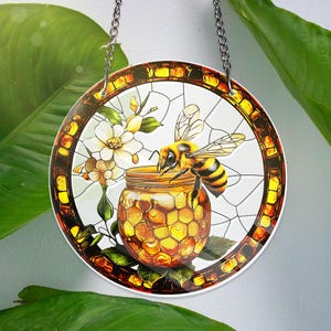 Honey Bee ACRYLIC Window hanging, Honey Bee Acrylic Window Decor, Perfect Gift Decor, Beekeeper gift, Window decor, New home Gifts NOT GLASS