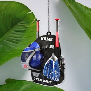 Personalisierte Baseballtasche ACRYLIC Fensterbehang Benutzerdefinierte Baseballspieler Name Nummer Verzierung Baseballtasche Weihnachtsdekor Geschenk Baseballspieler