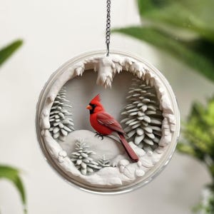 Memorial Cardinal ACRYLIC Window Hanging Ornament, Remembrance Christmas Ornament, In Loving Memory Sympathy Gift, Family Gifts Decor