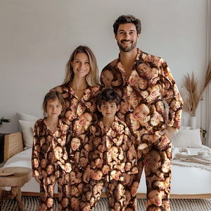 Custom Face Pajamas with Men Women, Custom Family Pajamas, Personalized Pajamas, Custom Pet Pajamas Family Pajamas Gifts