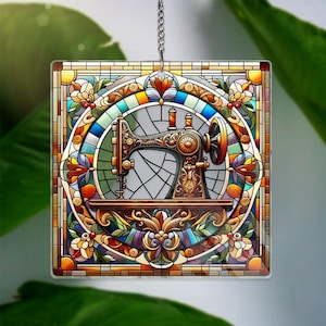 Sewing Machine ACRYLIC Window Hanging Decor Wild Flower Sewing Machine Perfect Gift for Sewing Lover Tailor Shop Decor Sewing