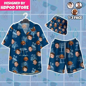 Beach Party Custom Face Hawaiian Shirt With Human Pet, Custom Hawaiian Tropical Personalized Photo Shirt, Button-Up Shirt for Men Women Gift
