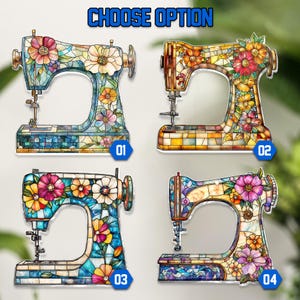 Sewing Machine ACRYLIC Window Hanging Decor Wild Flower Sewing Machine Perfect Gift for Sewing Lover Tailor Shop Decor Sewing