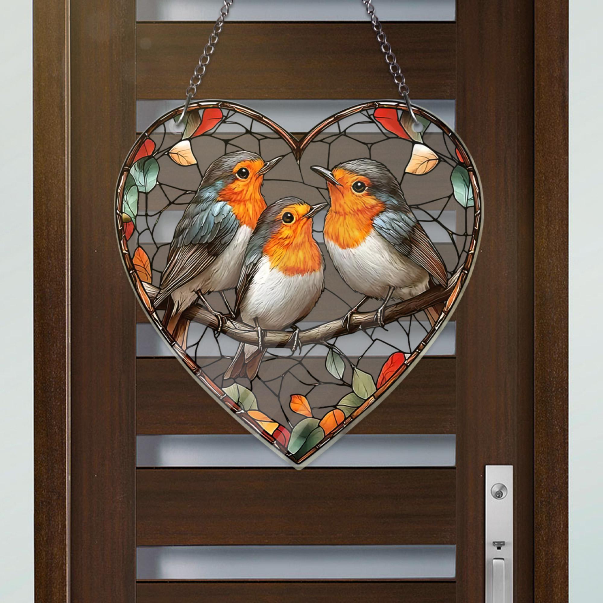 ロビンバードアクリル窓掛けアクリル、鳥の自然アート、誕生日
