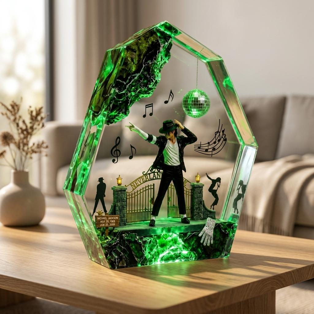 King of Pop Resin Lamp, MJ Moonwalk Epoxy Night Light, Michael