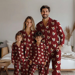 Custom Face Pet Pajama with Cat Dog, Custom face Men Women Idol Pajamas, Custom Face Mother Father Friendly Gifts Birthday