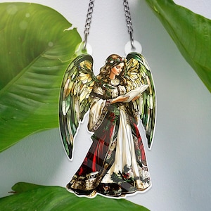 Guardian Angel Suncatcher ACRYLIC Window Hanging Ornament, Whimsical Angel With Trumpet Suncatcher, Perfect for Holiday Decor, Home Decor