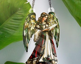 Guardian Angel Suncatcher ACRYLIC Window Hanging Ornament, Whimsical Angel With Trumpet Suncatcher, Perfect for Holiday Decor, Home Decor