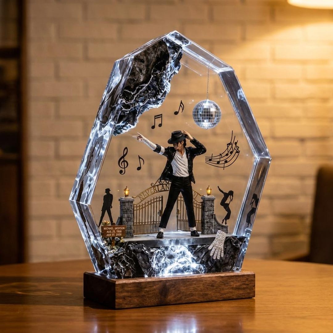 King of Pop Resin Lamp, MJ Moonwalk Epoxy Night Light, Michael