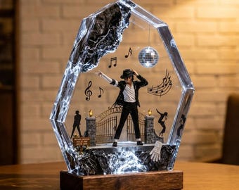 King of Pop Resin Lamp, MJ Moonwalk Epoxy Night Light, Michael Jackson Gift, Music Legend Desk Decor, Pop Music Fan Gift, Fathers day gifts