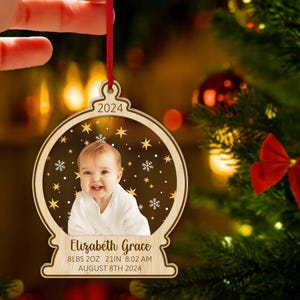 Custom Baby&#39;s First Christmas Ornament, Baby 1st Christmas Ornament, Custom New Baby Gift, Newborn Gift, Babies Ornament, Baby Keepsake