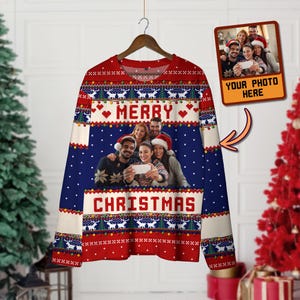 Custom Ugly Christmas Sweater, Family Crewneck Sweatshirt, Christmas Gift, Personalized Family Photo Sweater, Custom Face Shirt, Funny Shirt