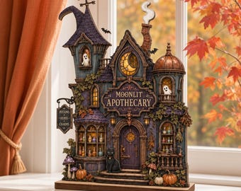 Personalized Witch Bookshop Wooden Sign, Custom Name Witchy Desk Decor, Magic Spells Bookshelf Plaque, Layered Wood Halloween Reader Gift