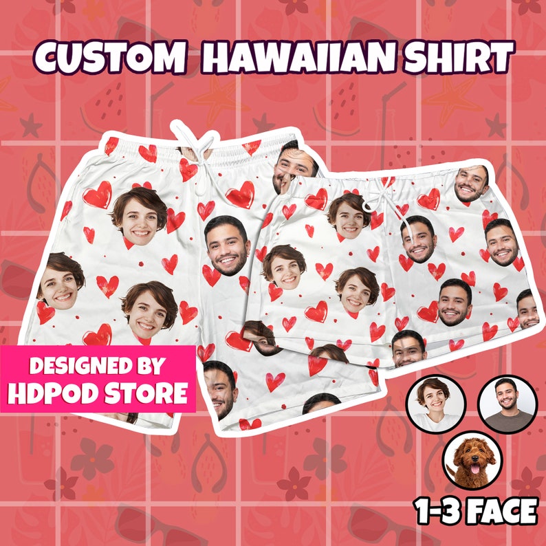 Custom Face Shorts, Custom Logo Shorts, Custom Hawaiian Shorts, custom Pet Shorts, Custom Swim Shorts Gifts image 1