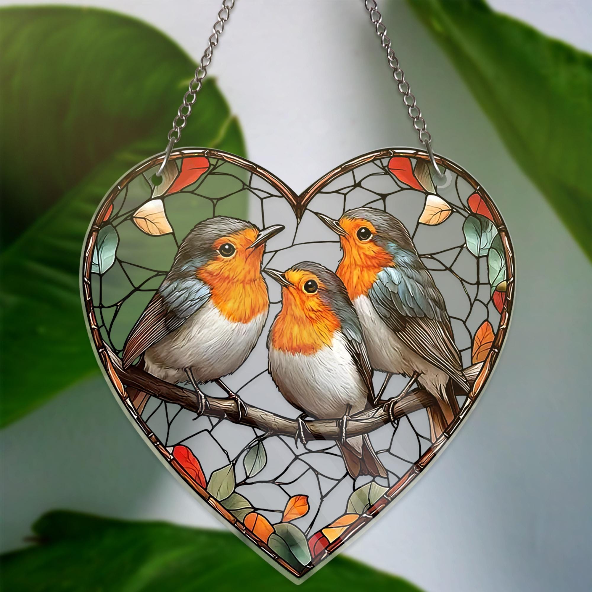 ロビンバードアクリル窓掛けアクリル、鳥の自然アート、誕生日