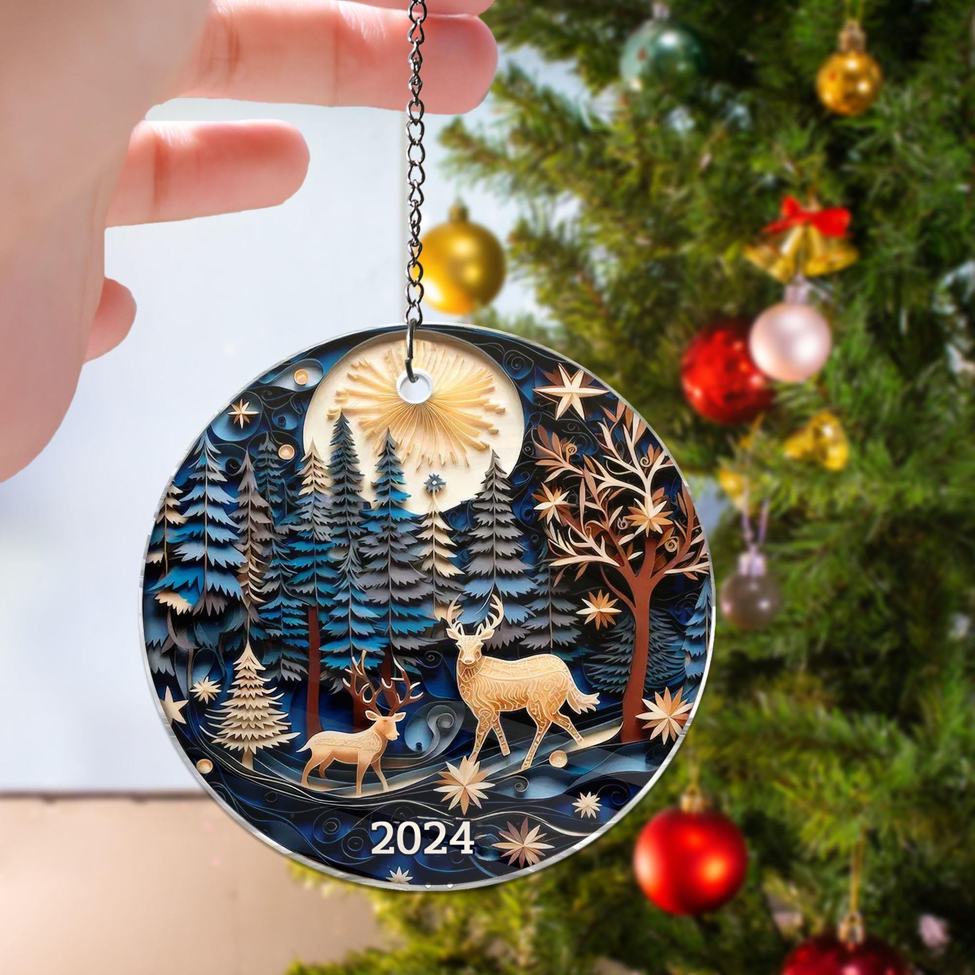 鹿アクリル窓吊り飾りクリスマスツリー飾り3D効果鹿飾り記念品ギフト