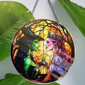 Elphaba und Glinda Besties ACRYL Fensterbehang Acryl Hexen Von Oz Suncatcher Wickeds Decor Ornament Wicked Musical Wicked Film