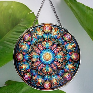 Mandala Painted ACRYLIC Window Hanging ACRYLIC, Home Decor, Outdoor ACRYLIC Decor, Geometric Mandala Wall Decor