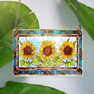 Zonnebloem ACRYL raam hangende zonnevanger, cadeau voor zonnebloemliefhebber, zonnebloemdecor, housewarmingcadeau plantenliefhebber, cadeau voor oma