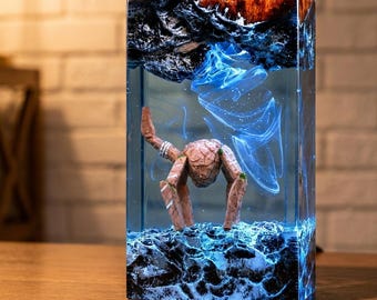 Fantasy Resin Lamp, Handmade Epoxy Resin Night Light, Magical Creature LED Lamp, Fantasy Desk Decor, Unique Resin Art Lamp, Gamer Room Gift
