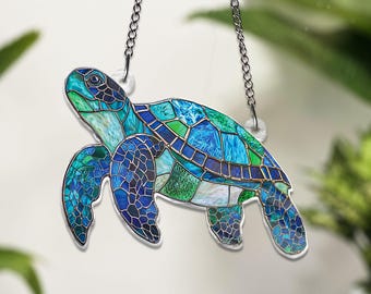Meeresschildkröte ACRYLIC Fensterbehang, Schildkröte Acryl, perfekte Schildkrötenverzierung und Wohnkultur für Schildkrötenliebhaber Strandliebhaber, Hausdekor