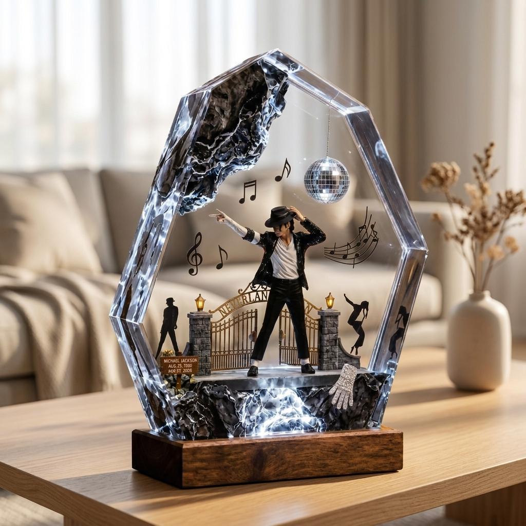 King of Pop Resin Lamp, MJ Moonwalk Epoxy Night Light, Michael