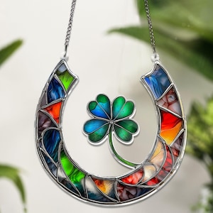 Lucky Horseshoe Four-Leaf Clover ACRYLIC Window Haing Scene Decor St. Patrick'S Day Decor Patrick'S Day Gift Clover Lucky Gifts