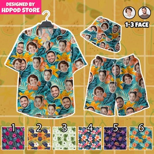 Aangepast gezicht Hawaiiaans strand vrijgezellenfeest shirt, custom gezicht shirt vrouwen mannen Hawaiiaans shirt, gepersonaliseerd shirt cadeaus