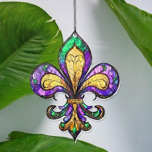 Louisiana Fleur De Lis ACRYLIC Window Hanging Acrylic Mardi Gras Fleur de Lis Hanging Louisiana State Hanging Mardi Gras Decor NOT GLASS