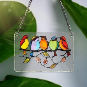 Robin Birds ACRYLIC Window Hanging, Bird Natural Art, Birthday Gift, Gift For Mom Grandma Bird Gardening Lover Gift, Bird Lover
