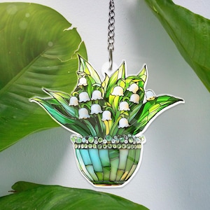Lily of valley ACRYLIC Window hanging Decor, Flowers Art Decoration Lily of valley Home decor housewarming gift, Lily Flower Decor NOT GLASS