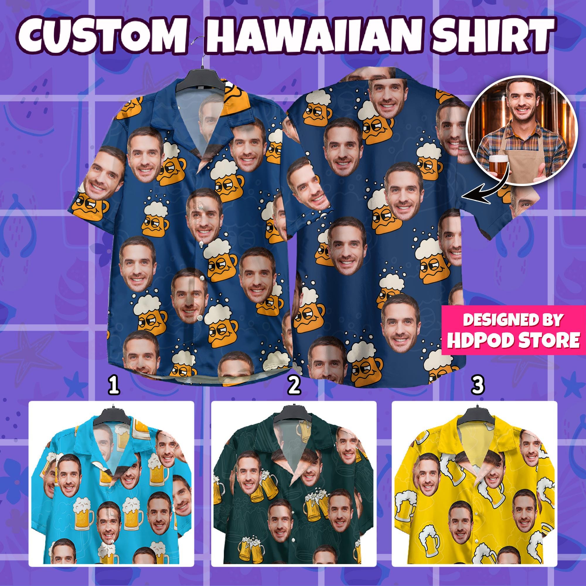 Aomig Chemise Hawaïenne Homme - Chemise Boutonnée Manches Courtes Imprimée Bière, Style Aloha Funky Pour Été Et Fêtes