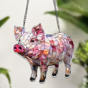 Cute Pig ACRYLIC Window Hanging Suncatcher Ornament, Pig Window Decor, Pig Lover Gift Cute Pig Window Hanging House Decor Gift
