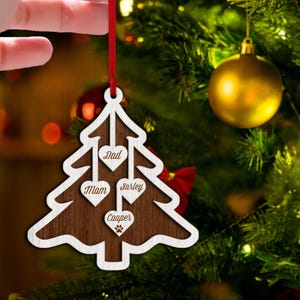 Custom Family Christmas Ornament, Christmas Tree Family Name Ornament, Family Ornament With Pets, Family Keepsake Ornament, 2024 Christmas