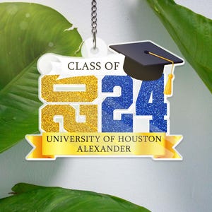 Personalized Graduation Ornament ACRYLIC Window Hanging, 2024 College Graduation, Custom School Graduation Gift, Class of 2024 Grad Gifts