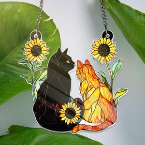 Cat ACRYLIC Window Hanging Decor, Acrylic Sun Flower Wall Window Hanging Art Decoration, Cat home decor, Gift for mom, cat lovers NOT GLASS