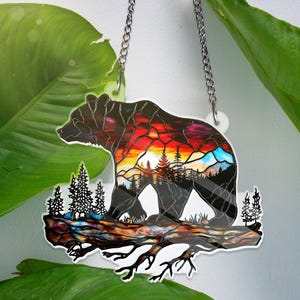 Bear ACRYLIC Window Hanging, Woodland Black Bear Window Decor, Wildlife Acrylic, Bear Acrylic, Nature Decor, Dad gifts