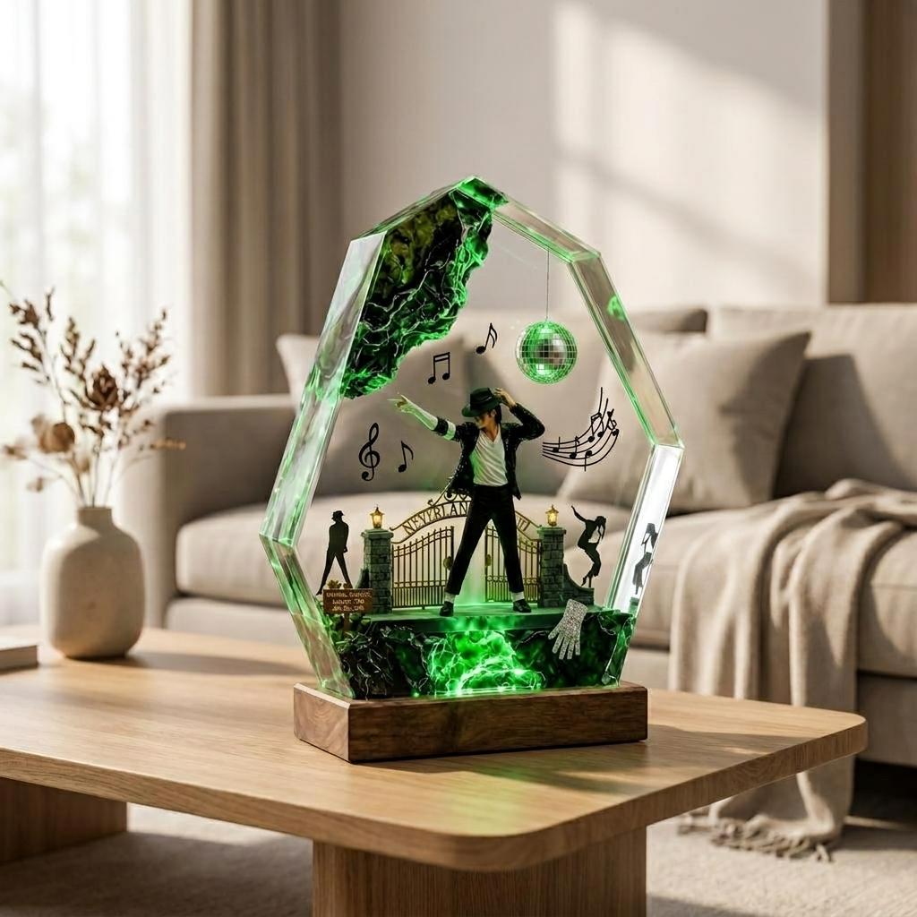 King of Pop Resin Lamp, MJ Moonwalk Epoxy Night Light, Michael