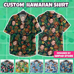 Custom Hawaiian Shirt with Face, Custom Face Shirts, Bachelor Party Shirts, Custom Swim Trunks, Hawaii Party Shirt, Couples Hawaiian Shirt