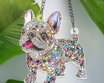 Colorful French Bulldog ACRYLIC Window Hanging Cute Dog Suncatcher Decor for Pet Lovers, Frenchie Gift Idea, Dog Mom, Dog Dad NOT GLASS
